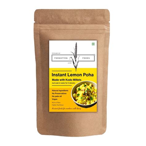 FORGOTTEN FOODS Kodo Millet Instant Lemon Poha - Vegan, Low GI, Gluten ...
