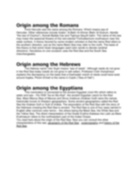 SOLUTION: Origin of the red sea - Studypool