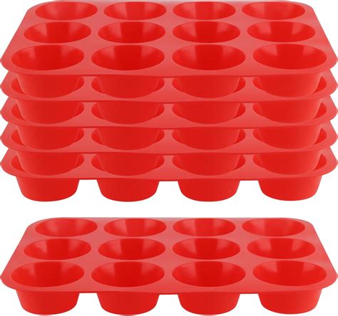 KOHAND 6 Pack Silicone Muffin Trays, 12 Cups Non Stick Muffin Mould ...