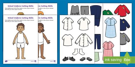 School Uniform Cutting Skills Activity (teacher made)