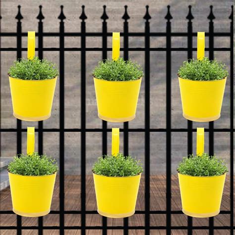 ecofynd 7 Inches Halley Balcony Hanging Pots for Railing, Flower Pots ...