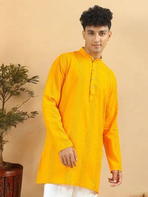 Buy TATTVA Striped Mandarin Collar Short Kurta (36) Online