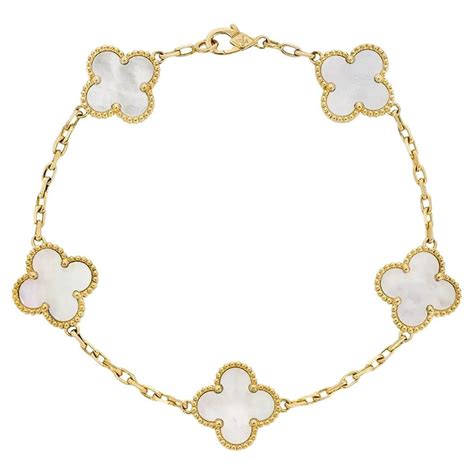 Van Cleef and Arpels Yellow Gold Mother of Pearl Vintage Alhambra 5 ...