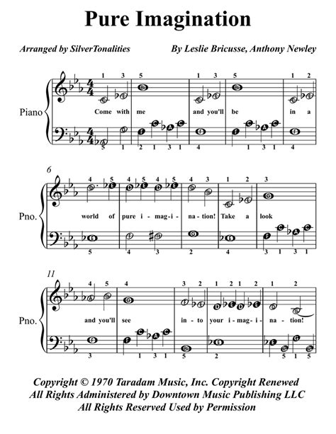 Pure Imagination by Anthony Newley - Piano Method, Easy Piano - Digital ...