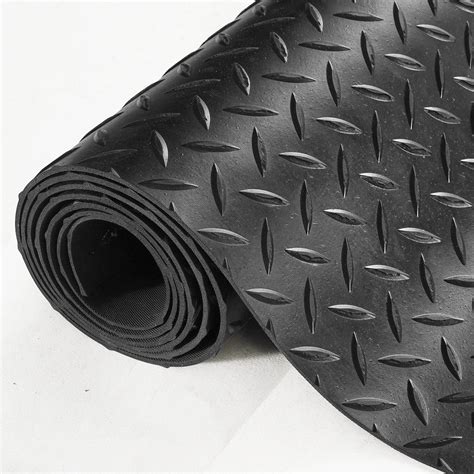 Black Diamond-Plate Rubber Flooring Roll, 3 mm x 4 Feet x 15 Feet, SBR ...