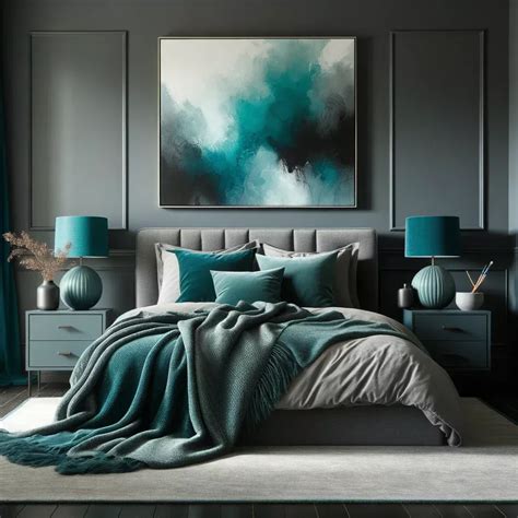 charcoal gray and teal bedroom | Teal bedroom decor, Teal rooms ...