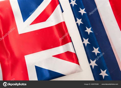 Top View National British American Flags Isolated White — Stock Photo ...
