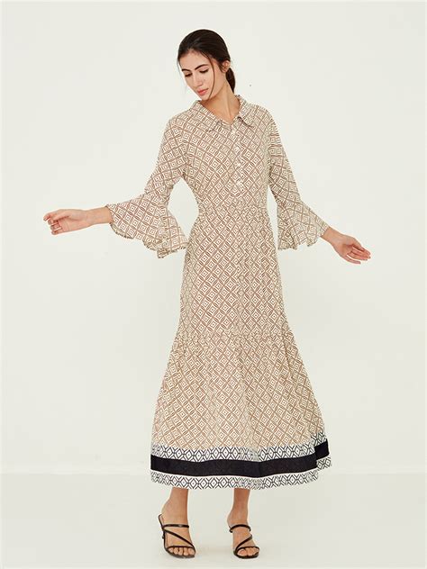 Buy Geometric Printed Tiered Dress | Latest Dresses for Women Online ...