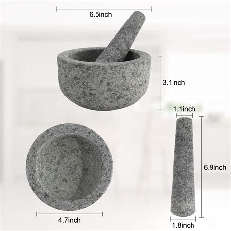 Mortar and Pestle, 6.5 Inch 3 Cup Heavy Mortar and Pestle Set ...