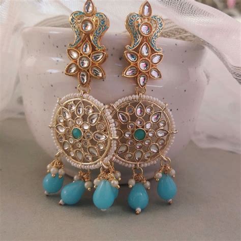 Buy Blue Dangler Earrings - Rangoli |Twinkklzz|