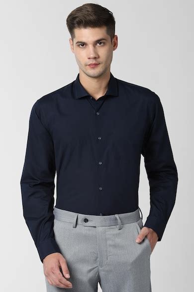 Buy Men Navy Full Sleeves Formal Shirt Online - 450373 | Peter England