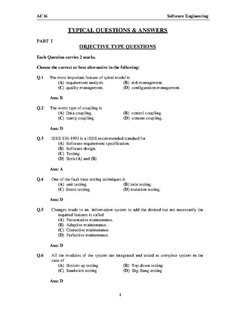 Se mcq - Hala madrid - TYPICAL QUESTIONS & ANSWERS PART I OBJECTIVE ...