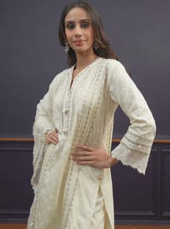 Pira Pima Satin Off White Kurta Set