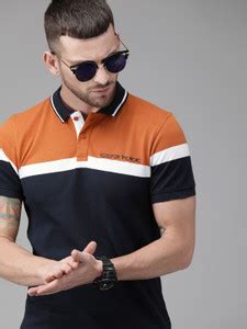 Roadster Colorblock Men Polo Neck Black T-Shirt - Buy Roadster ...