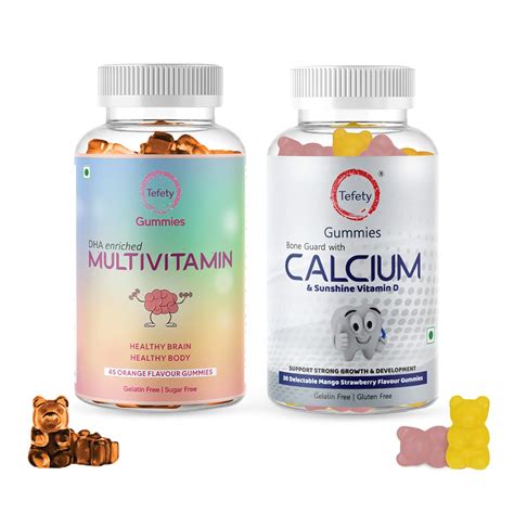 Tefety Multivitamin Sugar Free Gummies (Multivitamin & Calcium (60 ...