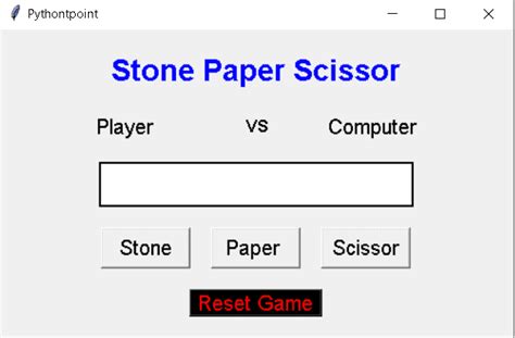 Stone Paper Scissor using Python Tkinter — PythonTPoint