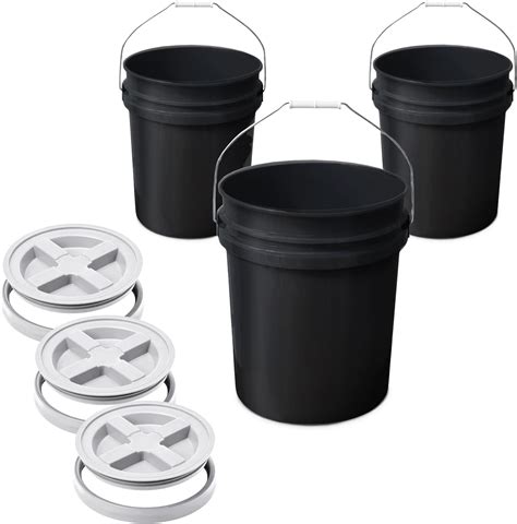 Amazon.com: 5-Gallon Black Bucket Pail with Gamma Seal Screw on ...