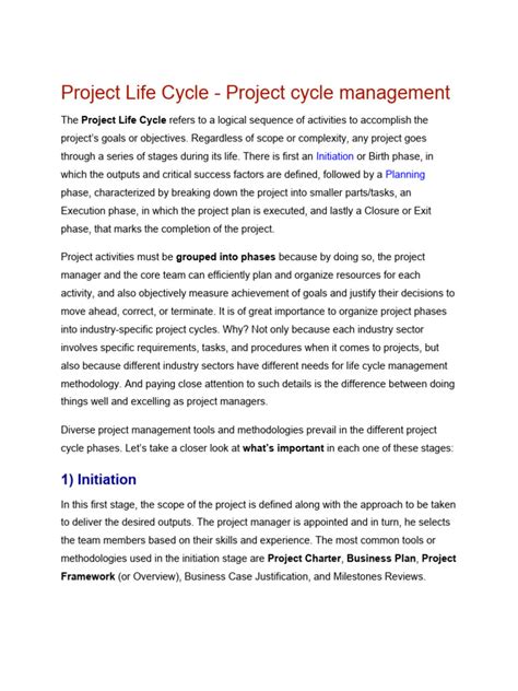 Project Management Life Cycle PDF 的图像结果
