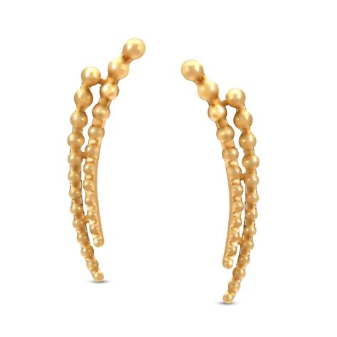 Mia All-Rounders by Tanishq 14KT Yellow Gold Ear Climbers with Bead Design