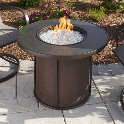 Stonefire 31 Inch Round Aluminum Propane Fire Pit Table in Brown By The ...
