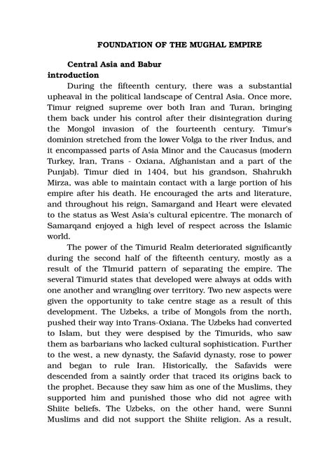 Foundation OF THE Mughal Empire - FOUNDATION OF THE MUGHAL EMPIRE ...