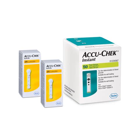 Accu-Chek Instant 50 Test Strips + 2 Packs of Softclix Lancet 25 ...