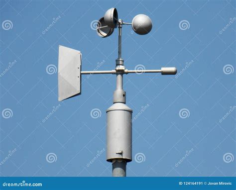 Anemometer Device Used For Measuring Wind Speed, Common Weather Station Instrument. Wind Speed ...