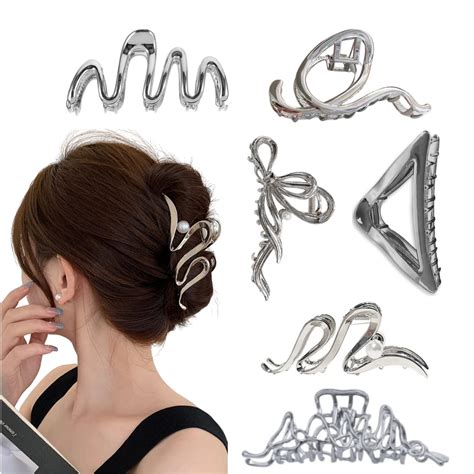 6Pcs Metal Hair Clips,Jademall Silver Liquid Hair Clip Hair Barrettes ...