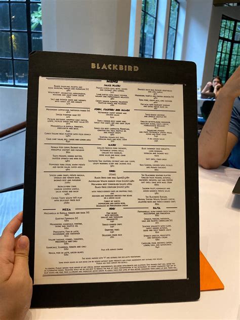 Menu at Blackbird Makati restaurant, Makati, 1229 Makati Ave