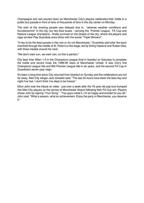 copywriting for how manchester city won the treble | Freelancer