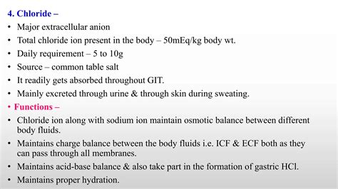 Major extra and intracellular electrolytes. Pharmaceutical Inorganic ...