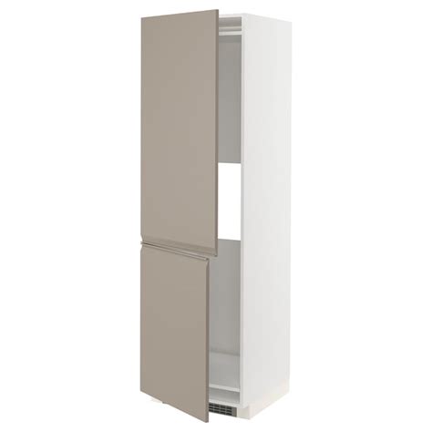 METOD hi cab f fridge or freezer w 2 drs, white/Upplöv matt dark beige ...