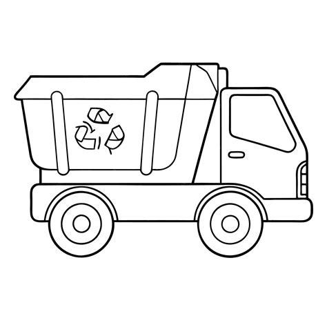 Premium Vector | A black and white drawing of a garbage truck with a ...