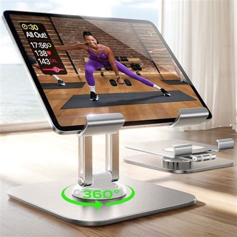 LISEN Fits iPad Stand Tablet Stand, Silver 360° Adjustable iPad Stand ...