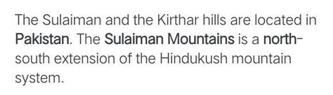 Sulaiman and Kirthar hills are located in - Brainly.in
