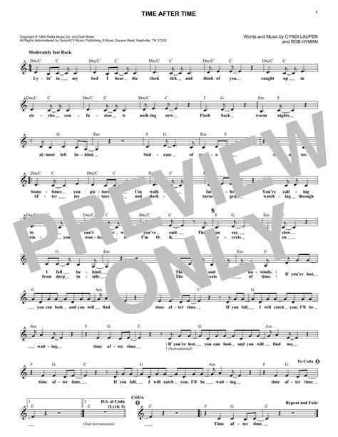 Time After Time Chords - Sheet and Chords Collection