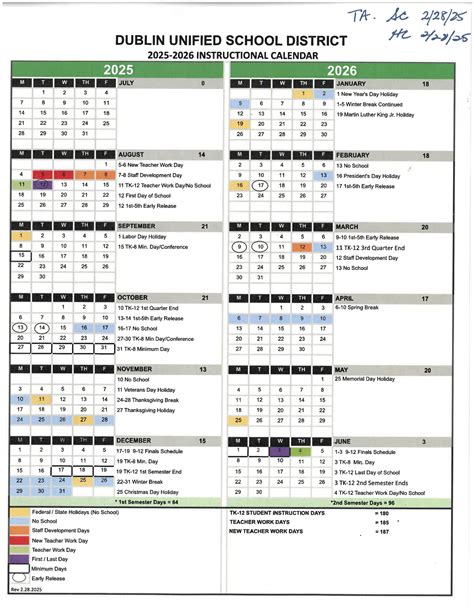 Dublin Unified School District Calendar 25-26 [PDF] REVISED - EduCounty