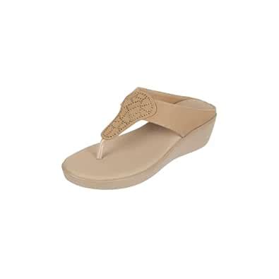Buy Walkway Women Dark Beige Synthetic Wedge Heel Slip-on Comfort ...