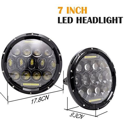 7 Inch Round Black Led Headlights With Drl Hi Lo | Desertcart INDIA