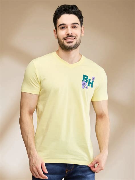 Being Human Mens-Top Crew Neck Yellow