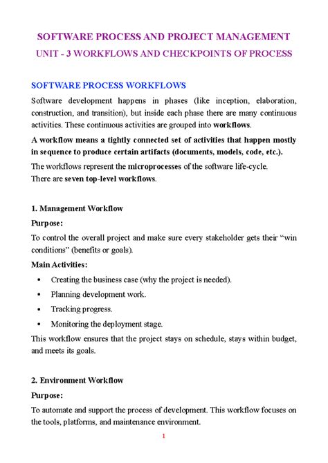 R22 SPPM Unit 3 - Workflows & Checkpoints in Software Process ...