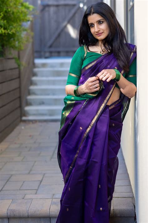 Traditional Purple Cotton Silk Saree With Verdant Blouse Piece ...