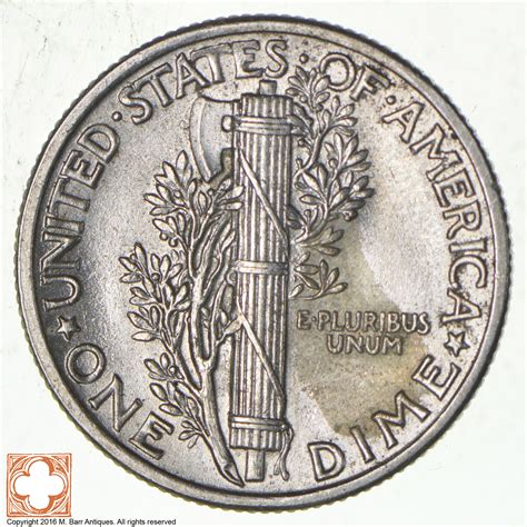 Ch AU/Unc 1942 Mercury Liberty Dime - 90% Silver - High Grade ...