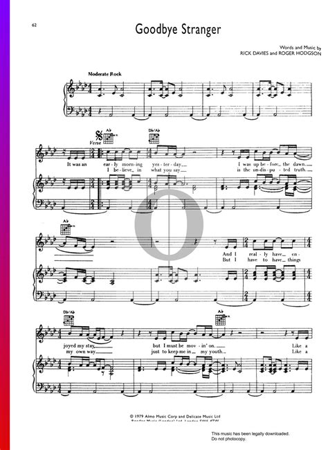 Goodbye Stranger (Supertramp) Piano Sheet Music - OKTAV