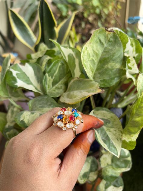 Navratan Finger Ring - P0328 | PetalsbySwathi