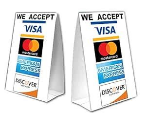 We Accept Credit Cards Table Tent with UV Coating - MasterCard, Visa ...
