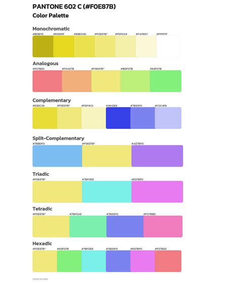 PANTONE 602 C color palettes - colorxs.com