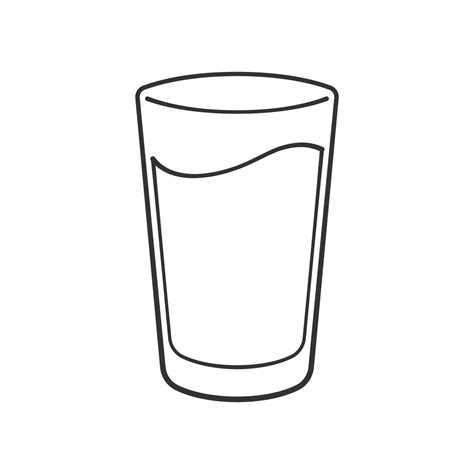 Tall glass cup full of water or liquid outline clipart element. Simple flat vector illustration ...