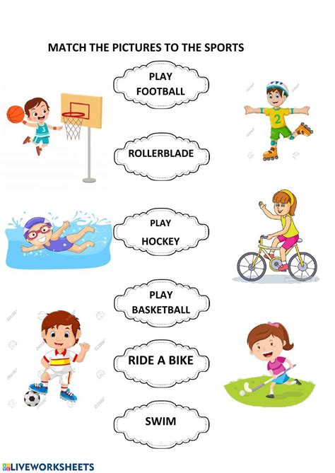 Playing Sport Worksheet for Children 的图像结果