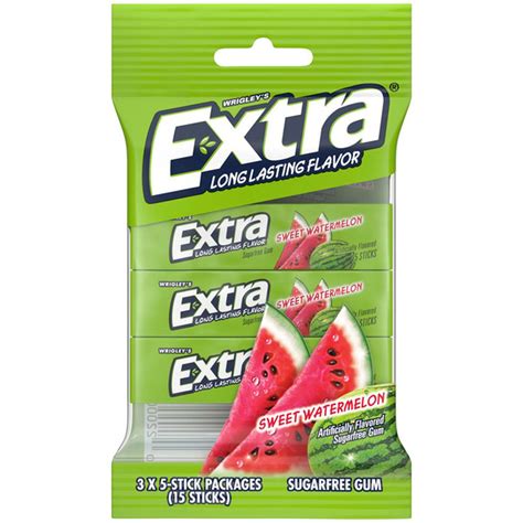 Extra Sweet Watermelon Sugar Free Chewing Gum Packs (15 ct) Delivery or ...